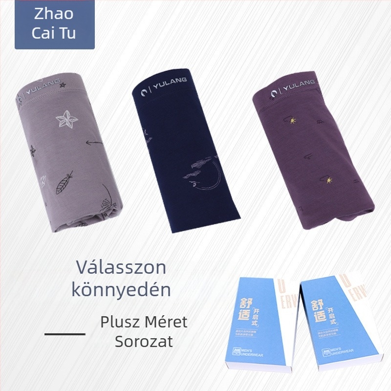 Férfi modal pamut boxerek, háromcsomagos csomag, légáteresztő, nagy méret, laza szabás