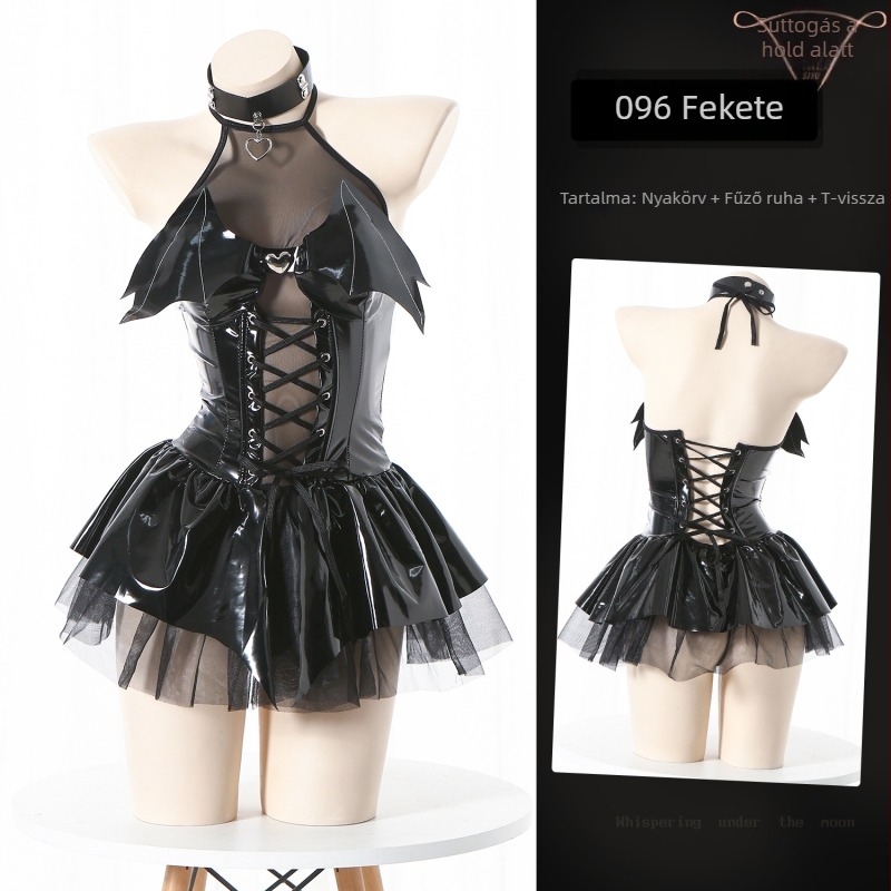 Japán stílusú cosplay boszorkány jelmez nőknek – kis ördög, átlátszó rövid szoknya