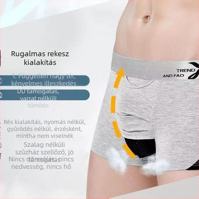 Férfi boxeralsó, légáteresztő hálószövésű zsebbel és herek tartóval, regenerált cellulóz rostból