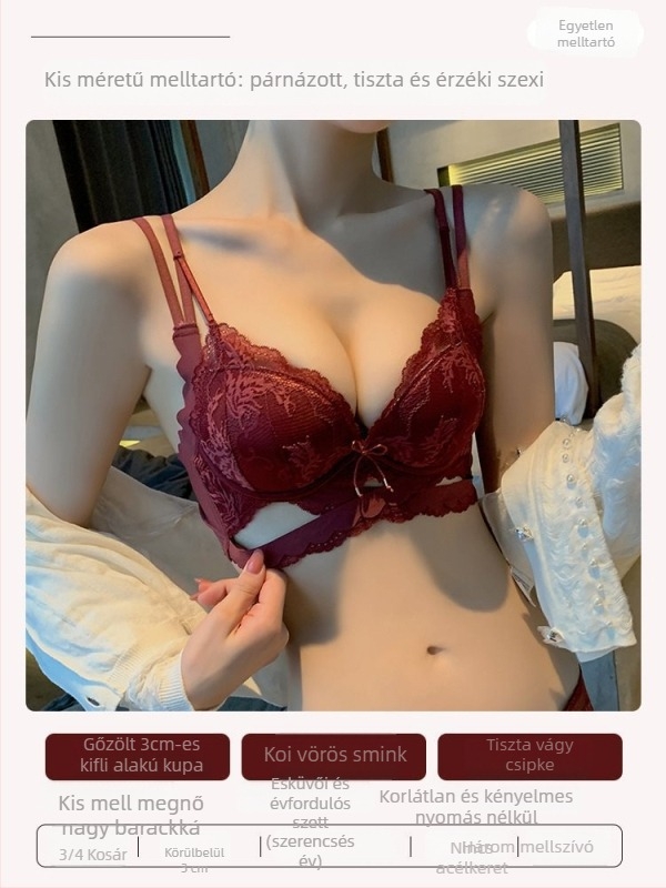 Kis melltartó push-up hatással kisebb mellekhez, acélrugó nélküli, nylon anyag, Rabbit Ear Cup típusú kosár, hátoldali három soros záródás, 3/4 stílus