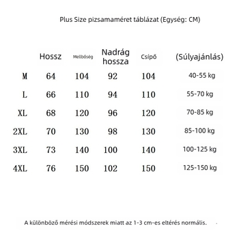 Plusz méretű női hosszú ujjú pizsama szett ősz-télre, V-nyakú, laza szabás, poliészter, házi viselet