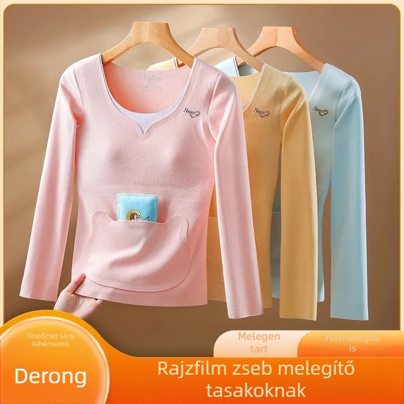 Meleg felső lányoknak beépített melltámasz párnával, hosszú ujjú, nylon anyagból