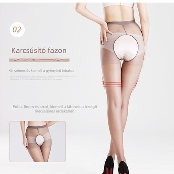 Nyitott ágyékkal rendelkező harisnya, plusz méret, fekete nylon, ultra vékony, átlátszó, magas minőségű erotikus fehérnemű