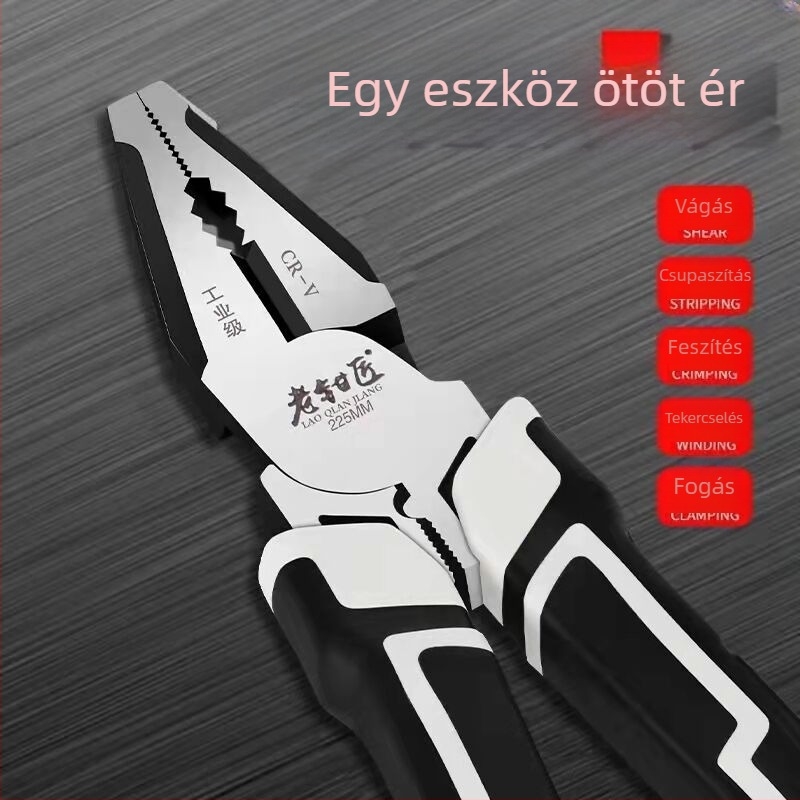 Villásfogó, többfunkciós excentrikus fogó, vágási átmérő 8 mm, fej hossza 105 mm, Old plier sorozat