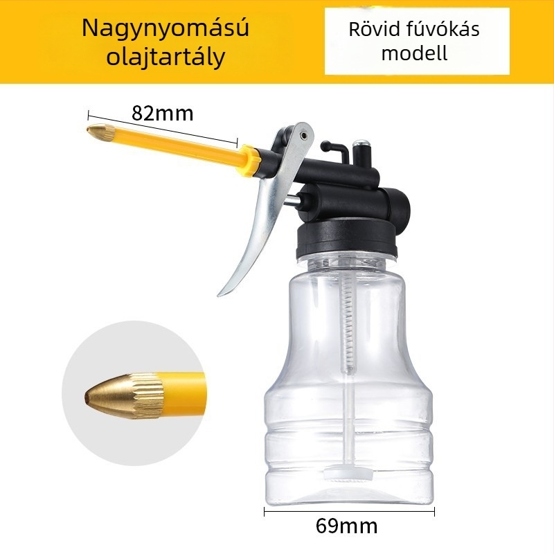 Motorolajtartály hosszú csővel, nagy nyomású, átlátszó test, puha kifúvó