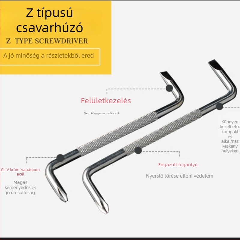 Z formájú mini csavarhúzó mágneses kettős fejjel és keresztfejű végével — Lion Tools