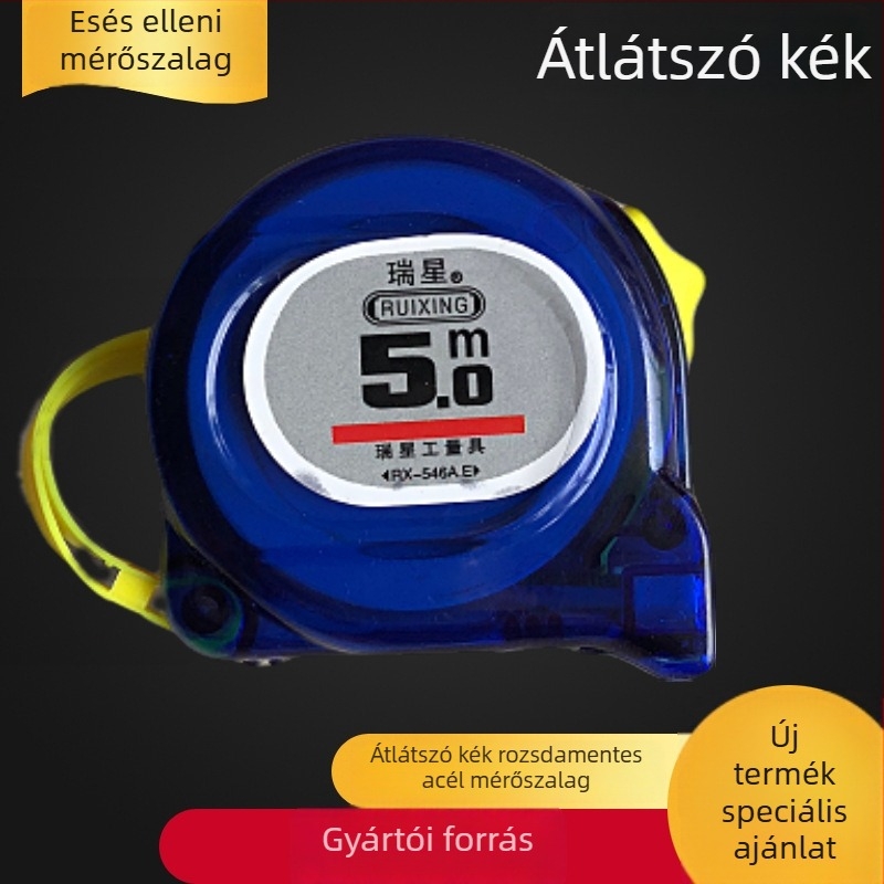 Rozsdamentes acél mérőszalag, nagy precizitású, átlátszó megerősített tok