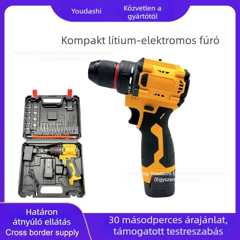 Brusheless akkumulátoros fúró, Li-ion, 2 sebesség, háromfogú tok, előre-hátra