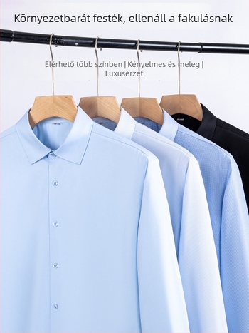 Üzleti ing téli fleece béléses, hőmegőrző, négyszögletes gallér, hosszú ujjak, vasalás nélkül