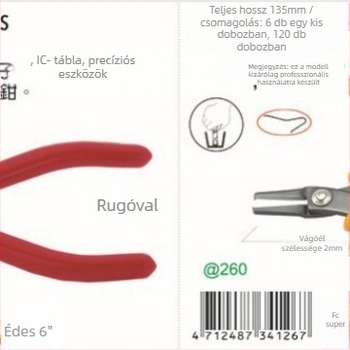 FC-24 lapos végű fogó, 1,0 mm vágási kapacitás, felső vágás