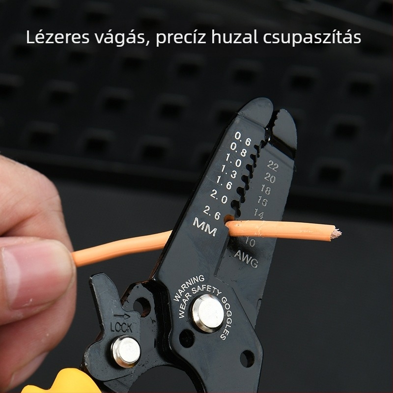 Deli DL2607C 6,5 hüvelykes, 7-fokozatú többfunkciós vezeték- és kábelcsupaszító szerszám villanyszerelőknek