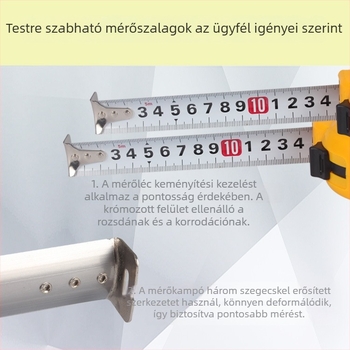 Dongsheng rozsdamentes acél mérőszalag, szélessége penge 19 mm, védőtokkal, mérésre, 180 db