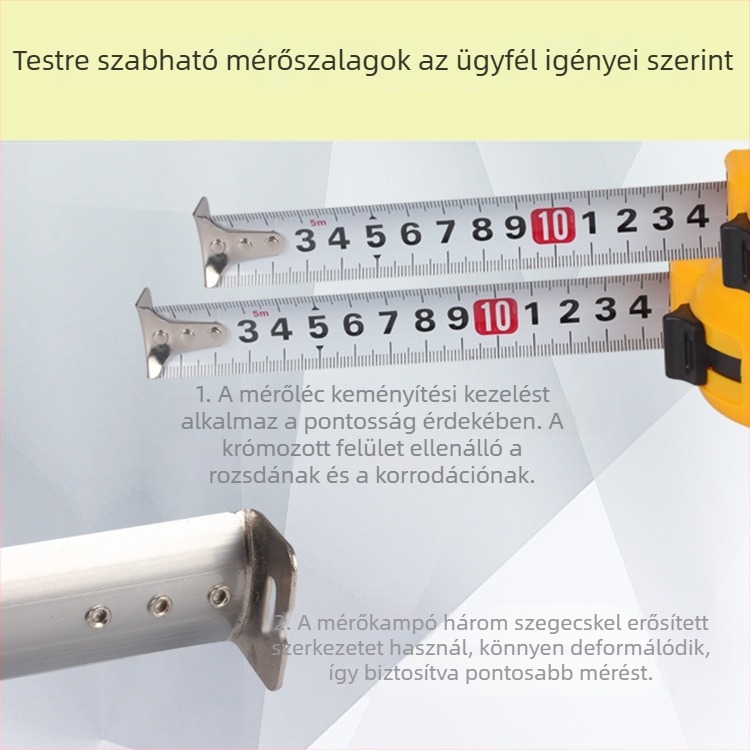 Dongsheng rozsdamentes acél mérőszalag, szélessége penge 19 mm, védőtokkal, mérésre, 180 db