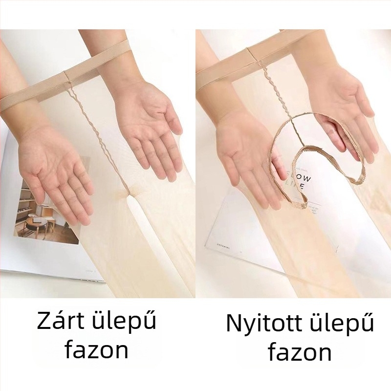 Nyitott ágyékkal ellátott harisnya, ultra vékony, átlátszó lábujj, fekete/natúr kinézet, 0D