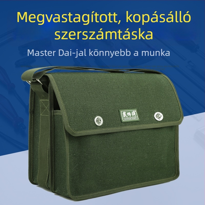 Nagy vastag vászon szerszámtáska hardverhez és vízvezetékhez, többfunkciós javító táska