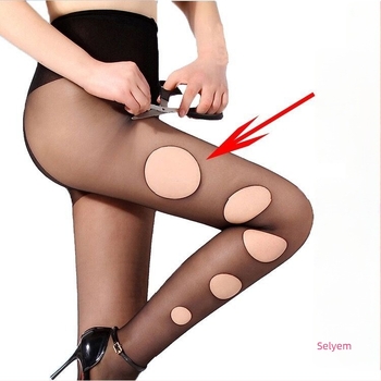 Stockings megerősített lábujjjal, ultra vékony, anti-snagging nylon, egyszínű, sexy stílus