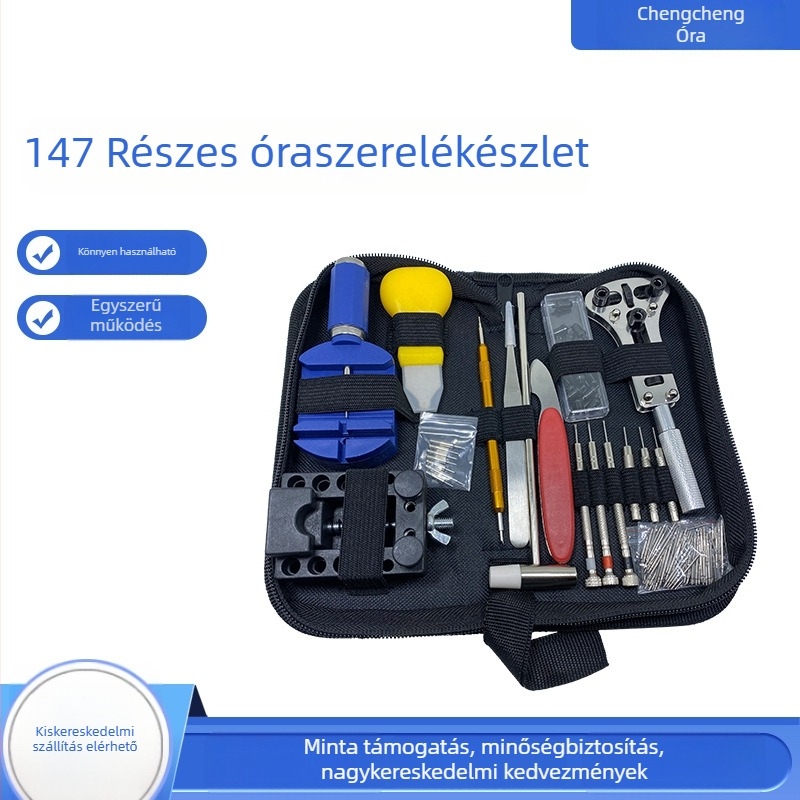 147-darabos óra-szerelő készlet vasból, órajavításra, háztartási használatra, nemzeti szabvány szerint