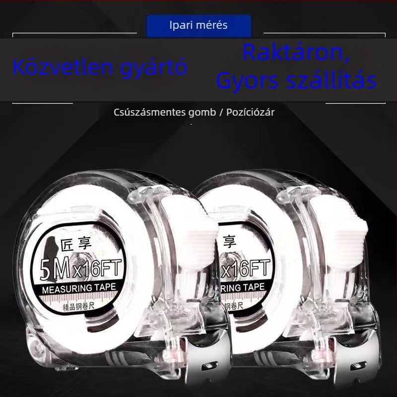 Rozsdamentes acél mérőszalag visszahúzható mechanizmussal, kopás- és ütésálló tokkal