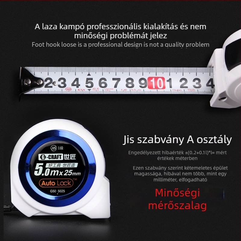 GCRAFT mérőszalag, Önzáró, Magas pontosság, Rozsdamentes acél, Kopásálló