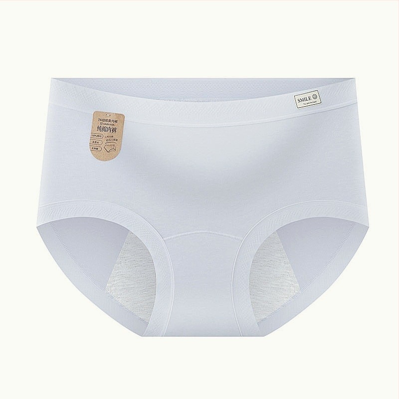 Női pamut menstruációs alsónemű antibakteriális ágyéki rész, szivárgás elleni védelem, középmagas derekú, fő anyag 95% pamut, bélés 95% pamut.