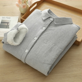 Női hosszú ujjú oxford pamutból készült ing fleece-béléssel, hímzett, laza szabású, mindennapi és sokoldalú, művészi retro