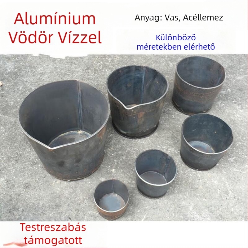 Vas slag merőkanál öntőgépekhez — átmérő 8–26 cm, kapacitás 0,25–17 kg, falvastagság 2–3 mm