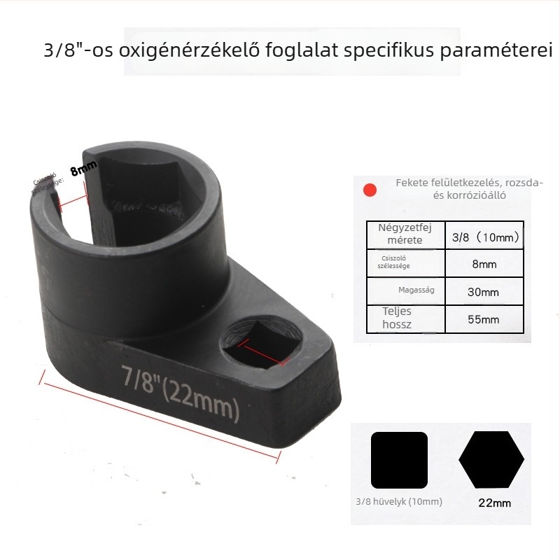 5 részes készlet: demontáló szerszám oxigén-szenzor hüvelyéhez, 22 mm