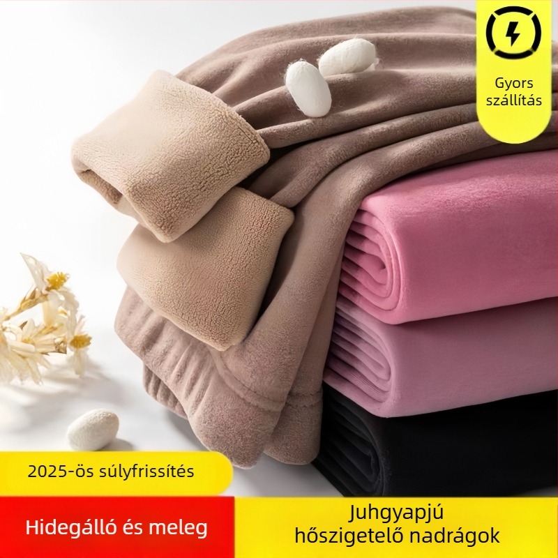 Női fleece-béléssel ellátott termo nadrág, testformázó, középmagas derekú, extrán vastag anyag, velúr bélés