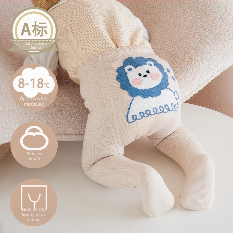 Lányoknak vékony fleece-béléssel bélelt leggings, fehér, őszi-téli, újszülötteknek 0-12 hónap