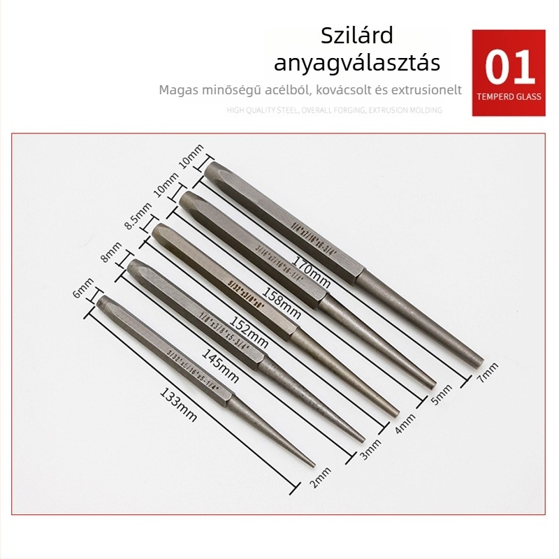 16 darabos punching chisels készlet hordozható roll táskával autójavításhoz