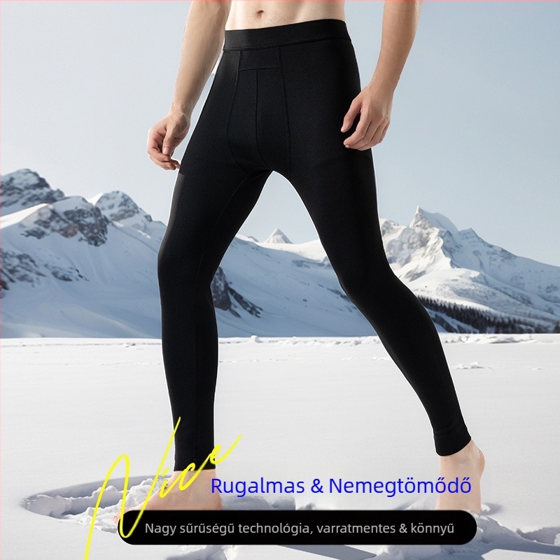 Férfi téli melegítőnadrág bársony bélésű, 80–90% nylon, dupla rétegű, varrat nélküli, vastag anyag 251–300 g/m²
