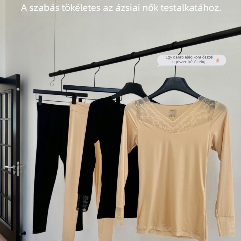Női vékony ősz-téli szett hyaluronsavval a bőr szépségéért, felső és nadrág, meleg és formázó