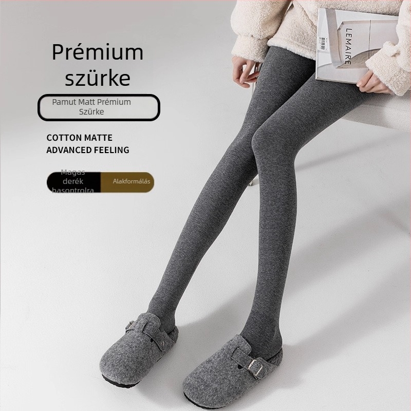 Női pamut leggings fleece belsővel, vastag téli változat, alkalmas tavasszal és ősszel, enyhe kompresszió a karcsúsításért