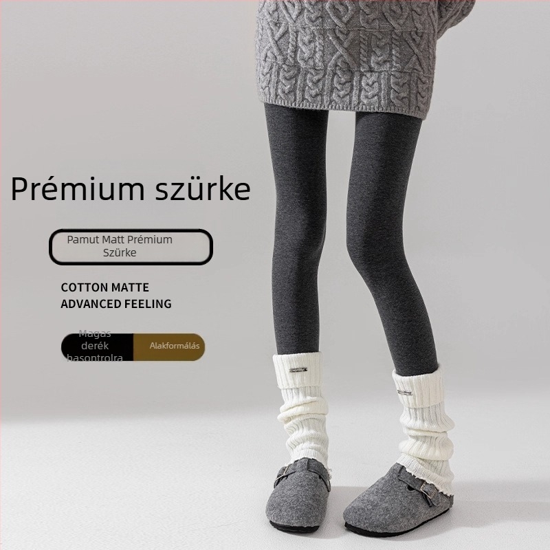 Női pamut leggings fleece belsővel, vastag téli változat, alkalmas tavasszal és ősszel, enyhe kompresszió a karcsúsításért