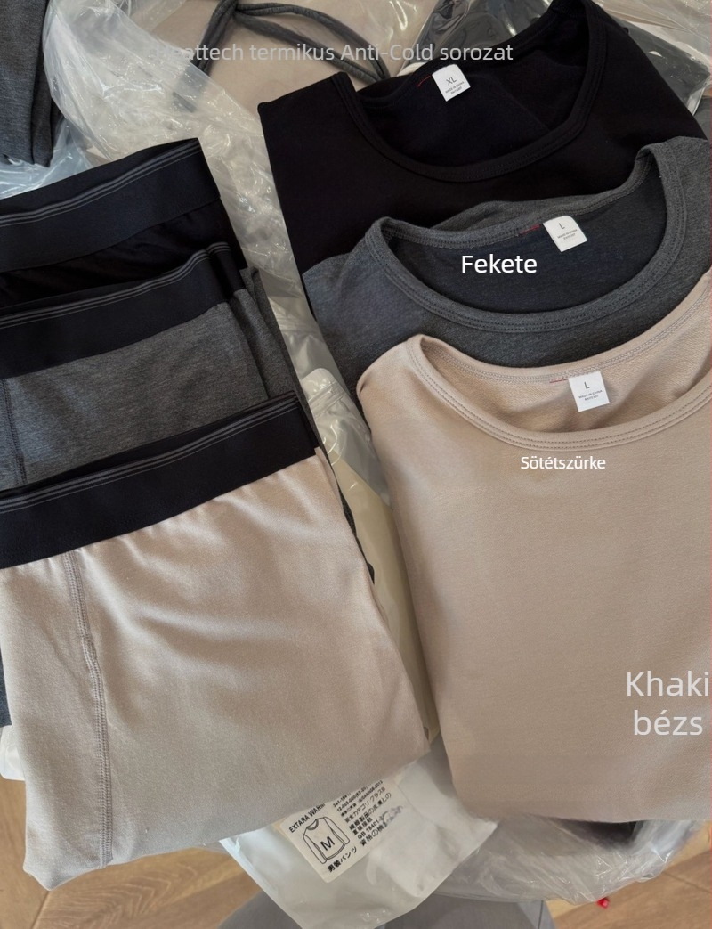 Heattech Hőkezes flízes alsónemű szett, antisztatikus, anti-pilling, lélegző, melegen tart; akril rost 35% külső és 35% bélés, 180 g/m2, Egyrétegű