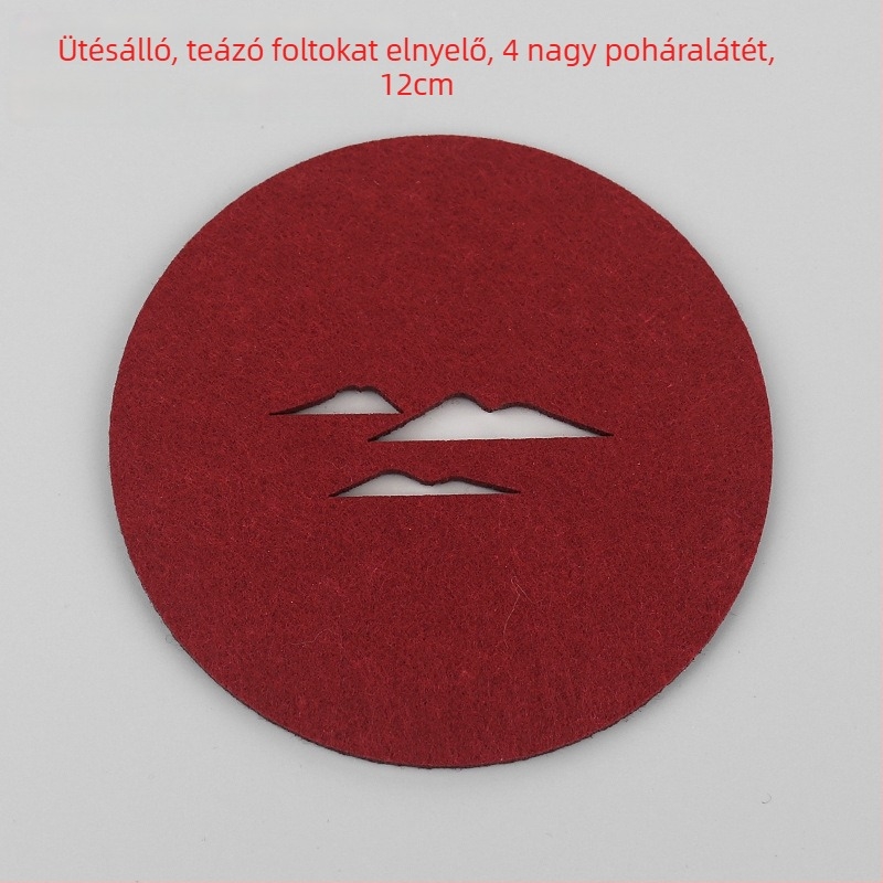 Kerek filcből készült teaalátét a teaceremóniához, hőszigetelő, csúszásmentes és nedvszívó