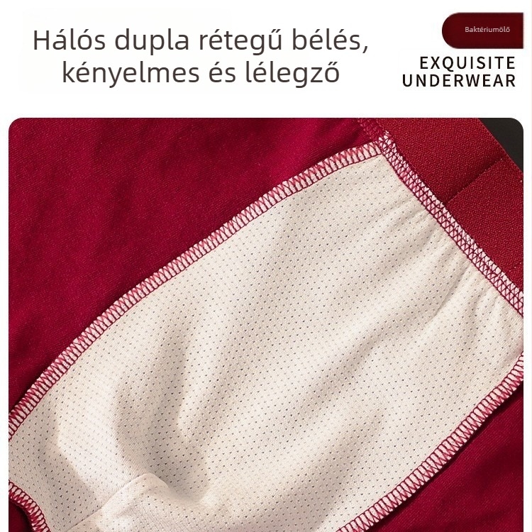 Új, 100% pamut piros férfi boxeralsó, kínai stílusú, zodiákus témájú