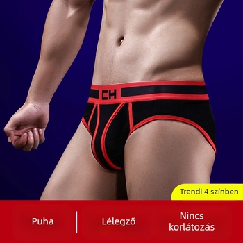 Férfi pamut boxeralsó, laza szabású, lélegző, 3D-zsebbel és széles derékszíjjal