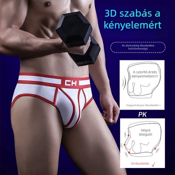 Férfi pamut boxeralsó, laza szabású, lélegző, 3D-zsebbel és széles derékszíjjal