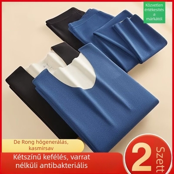 Férfi termo aláöltözet készlet, egyszínű, vastag fleece-béléses, felső és alsó rész, őszi–téli viselet