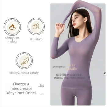 Női antibakteriális nylon alaprétegű termoszett, ultra vékony felső hosszú ujjú és nadrág őszre
