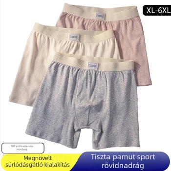 Férfi pamut boxer rövidnadrág, lazább szabás, bővített méret, strand rövidnadrág, dörzsölés elleni, egyszínű