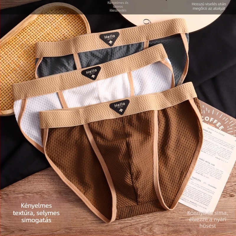 Férfi alsónemű nylonból, jacquard szövésű, légáteresztő, középmagas derekú, 90–95% nylon tartalom