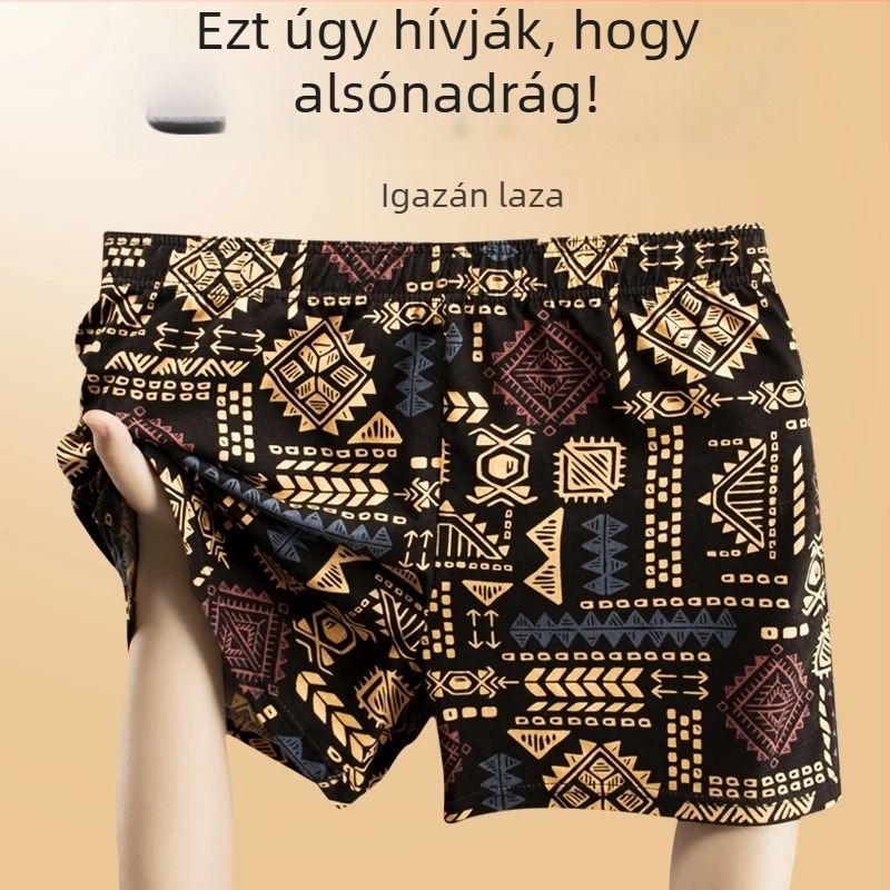 Amerikai stílusú retro etnikus mintázatú férfi pamut boxerok, légáteresztőek.