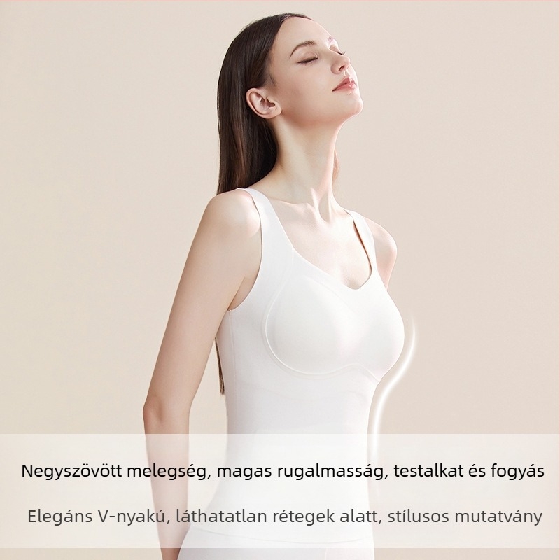 88688 Őszi–téli melegítő mellény beépített mellkas párnával és vállpántokkal, fleece béléssel, vastag, varrat nélküli belső felső nőknek