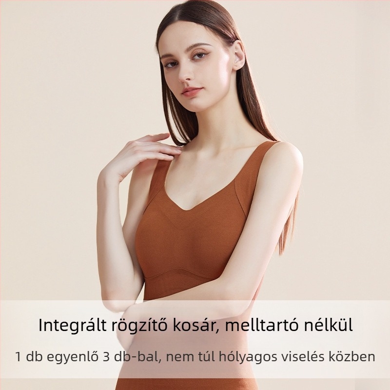 88688 Őszi–téli melegítő mellény beépített mellkas párnával és vállpántokkal, fleece béléssel, vastag, varrat nélküli belső felső nőknek
