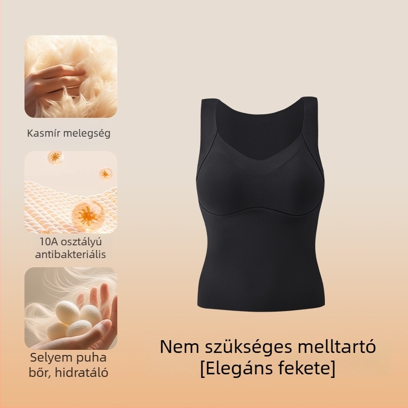 88688 Őszi–téli melegítő mellény beépített mellkas párnával és vállpántokkal, fleece béléssel, vastag, varrat nélküli belső felső nőknek