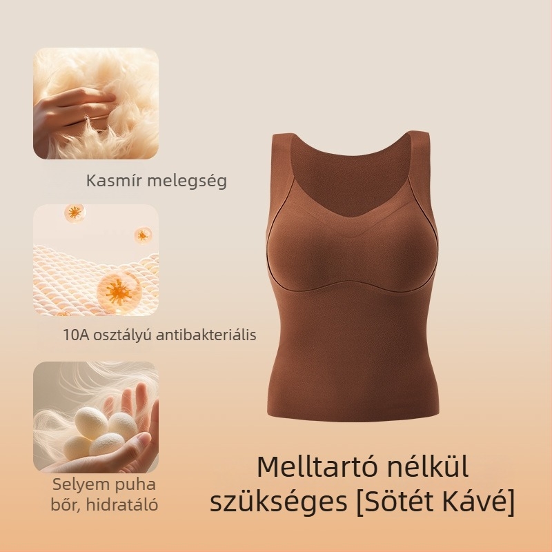 88688 Őszi–téli melegítő mellény beépített mellkas párnával és vállpántokkal, fleece béléssel, vastag, varrat nélküli belső felső nőknek