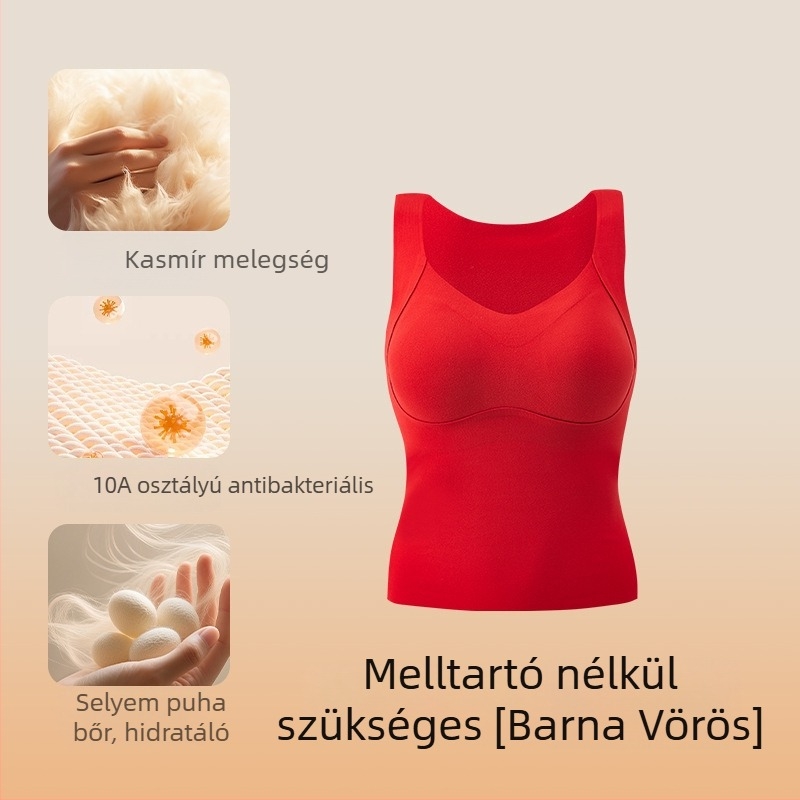 88688 Őszi–téli melegítő mellény beépített mellkas párnával és vállpántokkal, fleece béléssel, vastag, varrat nélküli belső felső nőknek