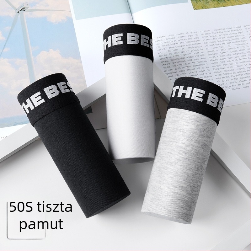 Férfi pamut brief, légáteresztő, középmagas derék, mintával és szöveggel, 95–100% pamut, négy évszak